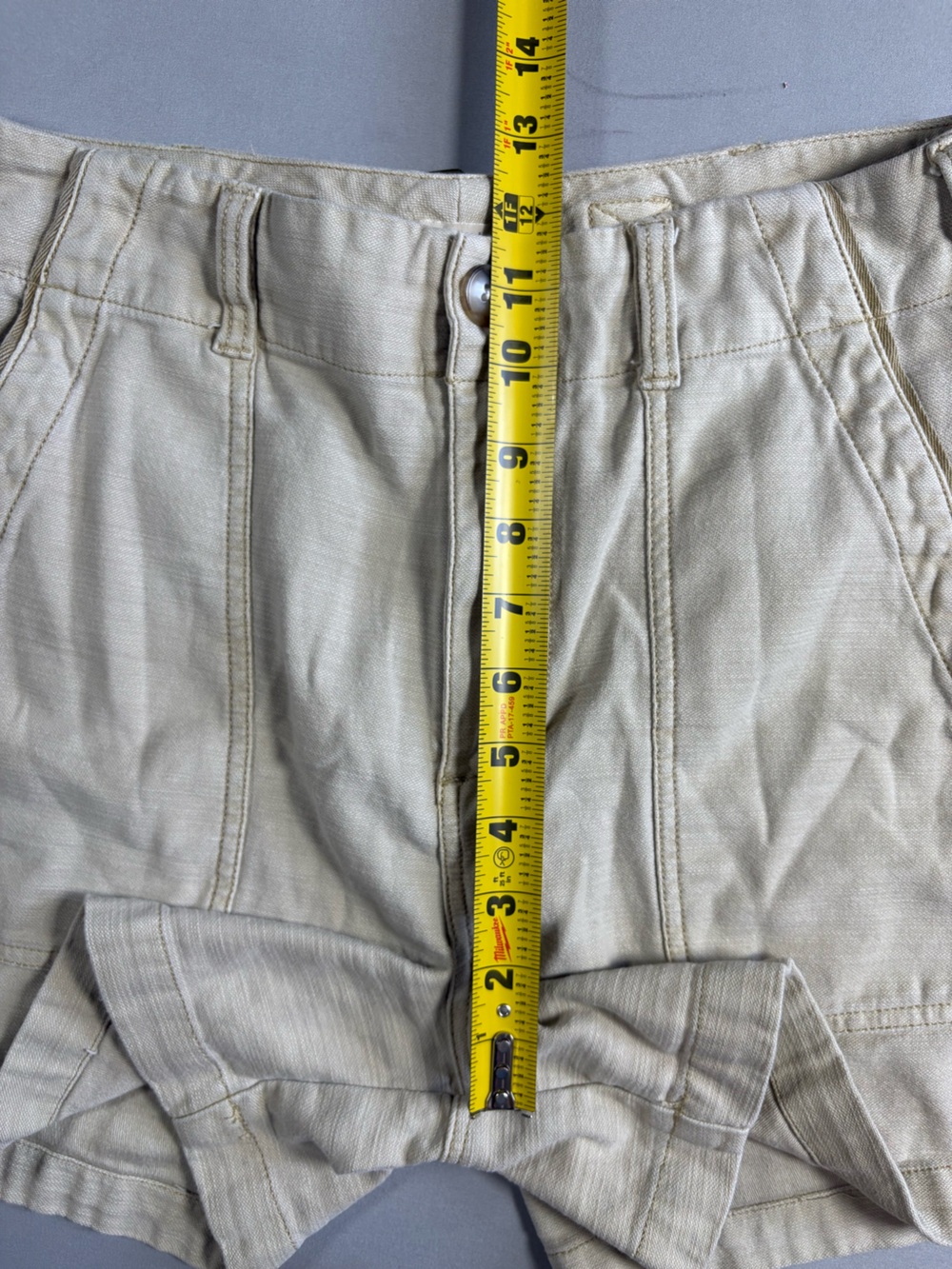 Faherty Women’s Khaki High Rise Shorts Sunwashed Cotton Blend Size 27 - Picture 7 of 9